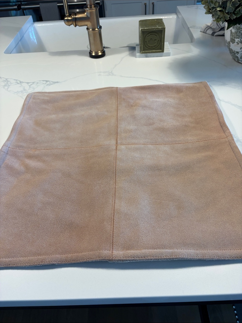 Pottery Barn Soft Suede Pillow Cover 20 x 20 Rosewood shade